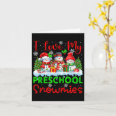 Ik hou van mijn kleuterschool Sneeuwvriendjes Kers Kaart (Gele Bloem)