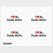 Ik hou van mijn knuffel muffin ovale sticker (Vel)