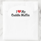 Ik hou van mijn knuffel muffin ovale sticker (Tas)