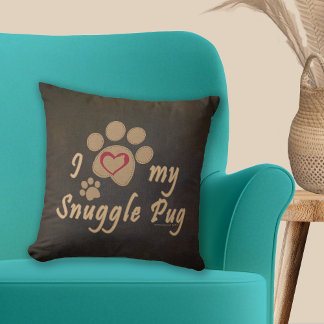Ik hou van mijn knuffel Pugs pootafdruk Kussen