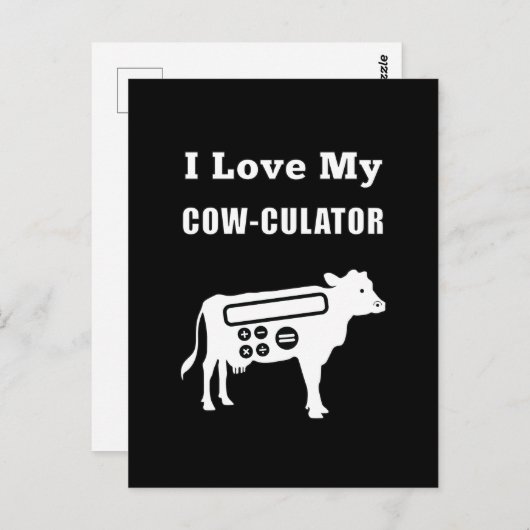Ik hou van mijn Koe-culator Funny Wiskunde Calcula Briefkaart (Voorkant / Achterkant)