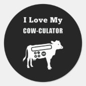 Ik hou van mijn Koe-culator Funny Wiskunde Calcula Ronde Sticker (Voorkant)
