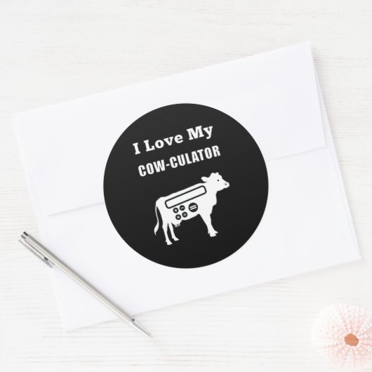 Ik hou van mijn Koe-culator Funny Wiskunde Calcula Ronde Sticker (Envelop)