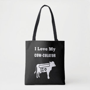 Ik hou van mijn Koe-culator Funny Wiskunde Calcula Tote Bag