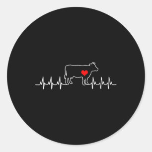 Ik hou van mijn Koe klep Ekg hartslag hartpatiënt Ronde Sticker