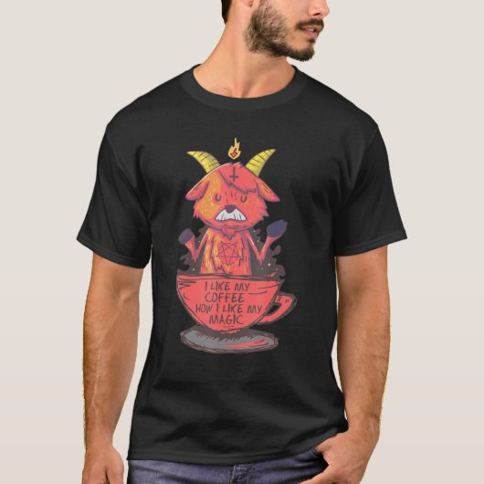 Ik hou van mijn koffie hoe ik mijn Magic Baphomet  T-shirt (Voorkant)