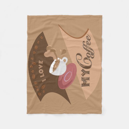Ik hou van mijn koffie Retro Java Mocha Fleece Deken (Voorkant)