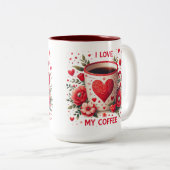 Ik hou van mijn koffie tweekleurige koffiemok (Voorkant rechts)