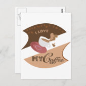 Ik hou van mijn koffieretro Java Briefkaart (Voorkant / Achterkant)