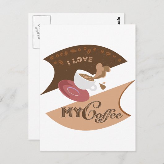 Ik hou van mijn koffieretro Java Briefkaart (Voorkant / Achterkant)