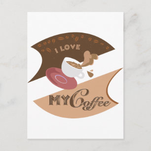 Ik hou van mijn koffieretro Java Briefkaart