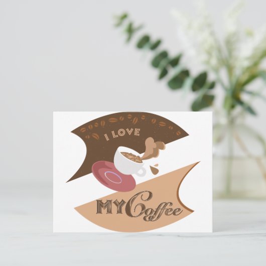 Ik hou van mijn koffieretro Java Briefkaart (Staand voorkant)