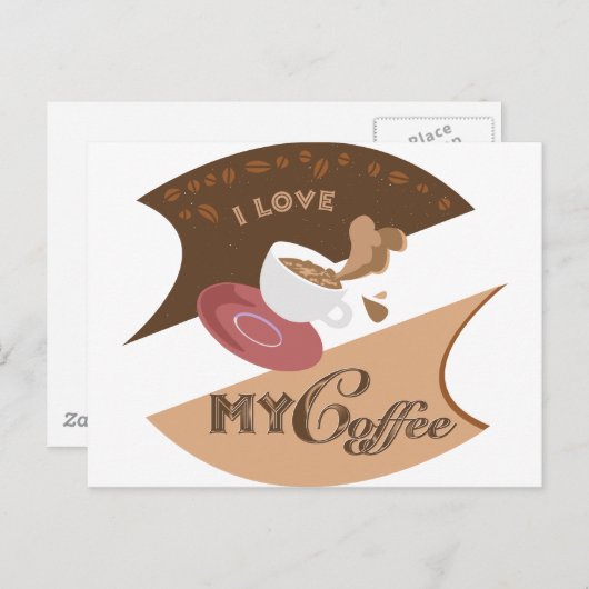 Ik hou van mijn koffieretro Java Briefkaart (Voorkant / Achterkant)