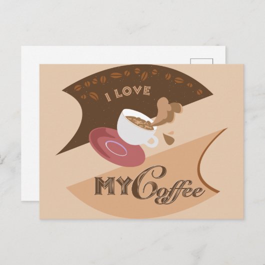 Ik hou van mijn koffieretro Java Briefkaart (Voorkant / Achterkant)