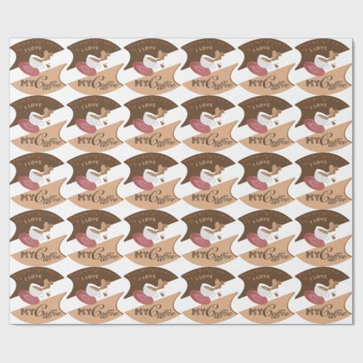 Ik hou van mijn koffieretro Java Cadeaupapier (Vlak)