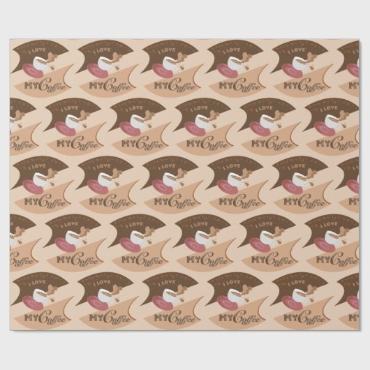 Ik hou van mijn koffieretro Java Cadeaupapier (Vlak)