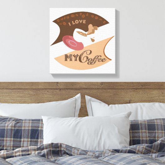 Ik hou van mijn koffieretro Java Canvas Afdruk (Insitu (Slaapkamer))
