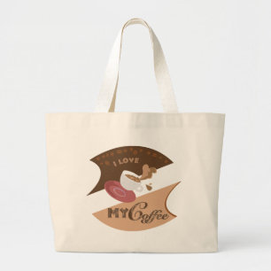 Ik hou van mijn koffieretro Java Grote Tote Bag