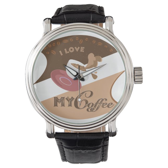 Ik hou van mijn koffieretro Java Horloge (Voorkant)