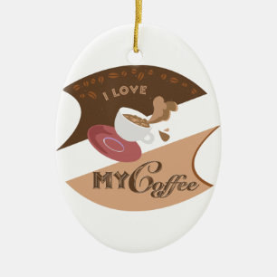Ik hou van mijn koffieretro Java Keramisch Ornament