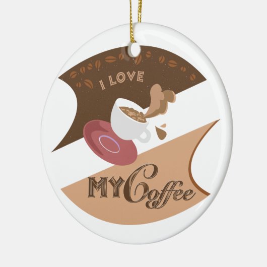 Ik hou van mijn koffieretro Java Keramisch Ornament (Links)