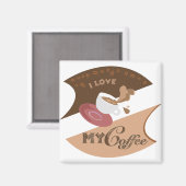 Ik hou van mijn koffieretro Java Magneet (Voorkant / Achterkant)