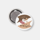 Ik hou van mijn koffieretro Java Magneet (Voorkant / Achterkant)