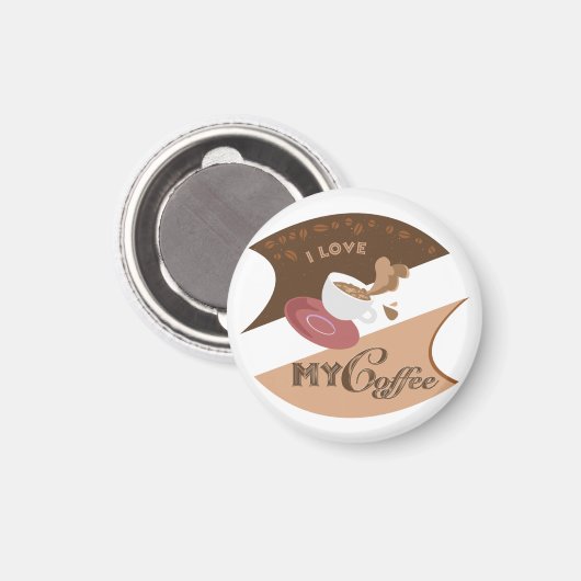 Ik hou van mijn koffieretro Java Magneet (Voorkant / Achterkant)