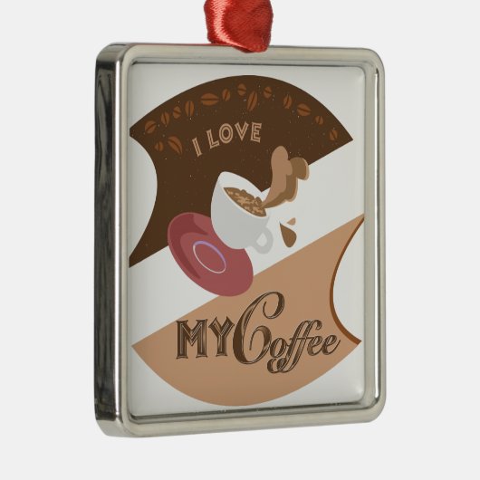 Ik hou van mijn koffieretro Java Metalen Ornament (Rechts)