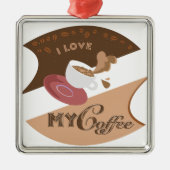 Ik hou van mijn koffieretro Java Metalen Ornament (Voorkant)