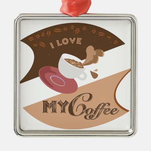 Ik hou van mijn koffieretro Java Metalen Ornament (Voorkant)