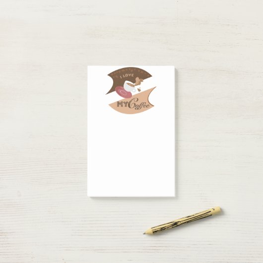 Ik hou van mijn koffieretro Java Post-it® Notes (Op bureau)