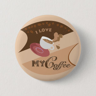 Ik hou van mijn koffieretro Java Ronde Button 5,7 Cm