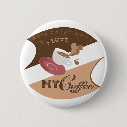 Ik hou van mijn koffieretro Java Ronde Button 5,7 Cm (Voorkant)