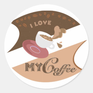 Ik hou van mijn koffieretro Java Ronde Sticker
