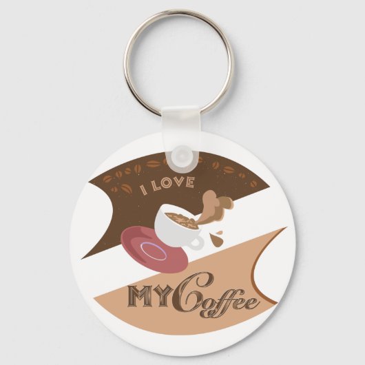 Ik hou van mijn koffieretro Java Sleutelhanger (Voorkant)