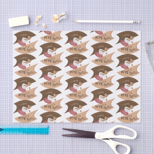 Ik hou van mijn koffieretro Java Tissuepapier (Craft)