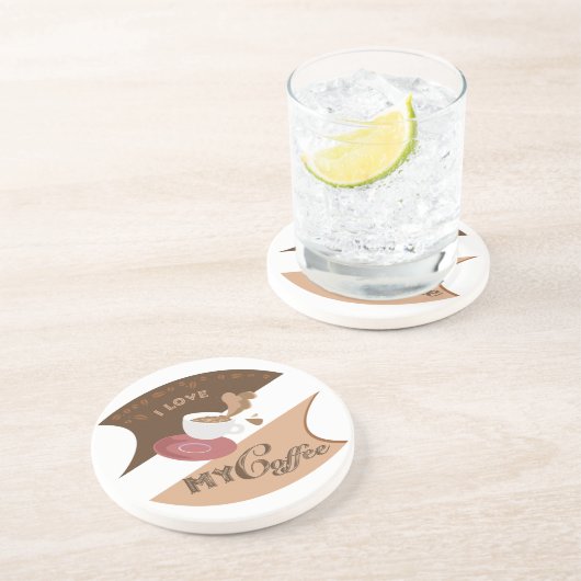 Ik hou van mijn koffieretro Java Zandsteen Onderzetter (Zijkant)