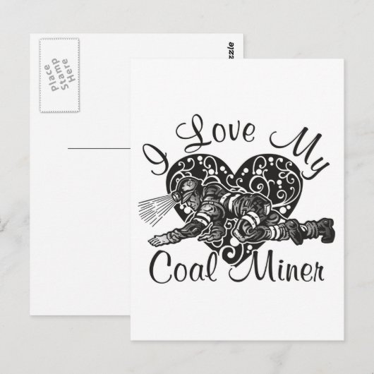 ik hou van mijn kolenmijnwerker briefkaart (Voorkant / Achterkant)