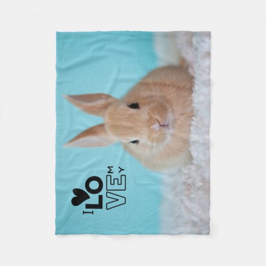 Ik hou van mijn konijn FOTOCADEAU voor huiskonijne Fleece Deken (Voorkant)