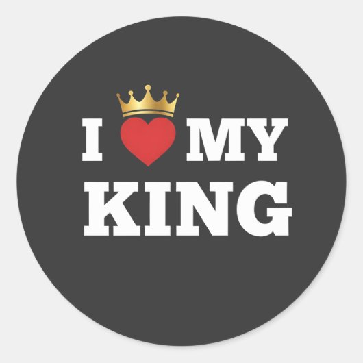 Ik hou van mijn koning  ronde sticker (Voorkant)