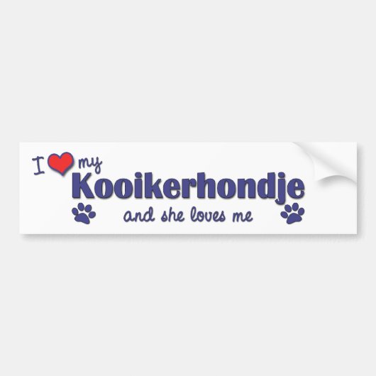 Ik hou van mijn kooikerhondje (Vrouw hond) Bumpersticker (Voorkant)