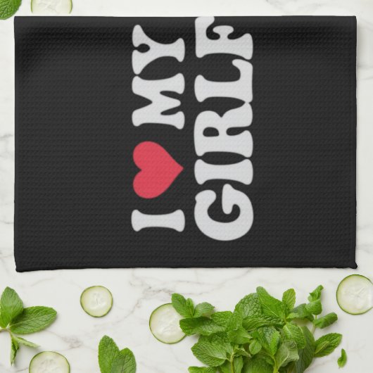 Ik hou van mijn korte GF Meisje Jongen Paar Valent Theedoek (Gevouwen)