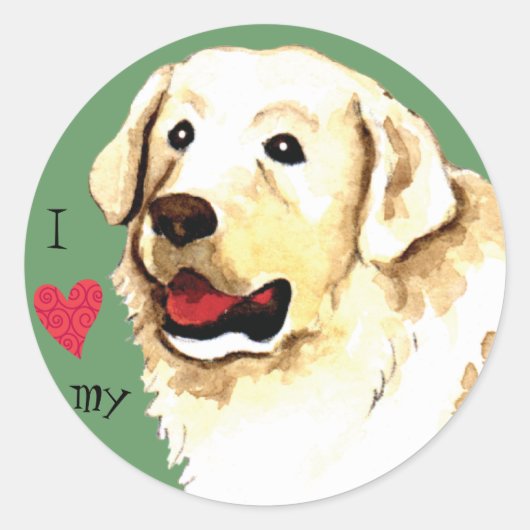 Ik hou van mijn Kuvasz Ronde Sticker (Voorkant)