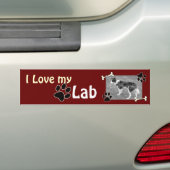 Ik hou van mijn Lab Bumpersticker (Op auto)