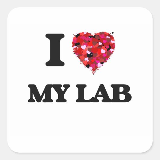 Ik hou van mijn lab vierkante sticker (Voorkant)