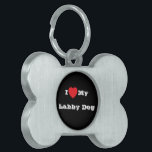 ♥️ Ik hou van mijn Labby Dog Huisdieren Naamplaatje<br><div class="desc">Bone Shaped Pet ID Identification Label met zwarte achtergrondkleur en witte belettering Kleur bedrukt met aanpasbare sjabloon tekst zin I ♥️ love My Labby Dog op Petten, Shirten en huisdierproducten van TheFabricSeal print on demand shop op Zazzle.com #ZazzleMade https://www.zazzle.com/store/thefabricseal Deze aangepaste Bone-vormige labels zijn het perfecte accessoire voor uw harige...</div>