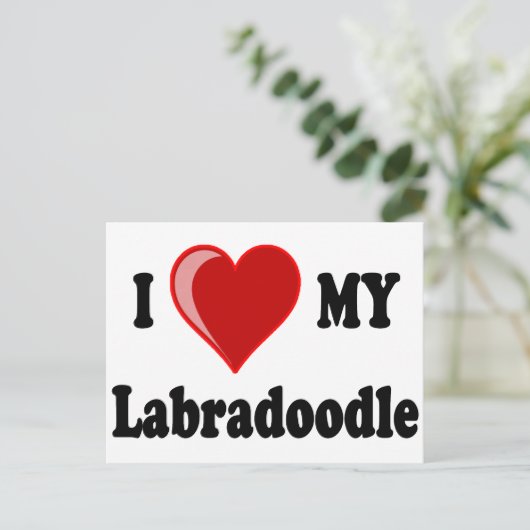 Ik hou van mijn labradoedle Dog Briefkaart (Staand voorkant)