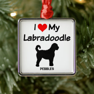 Ik hou van mijn Labradoodle Dog Silhouette Metalen Ornament