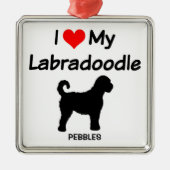 Ik hou van mijn Labradoodle Dog Silhouette Metalen Ornament (Voorkant)